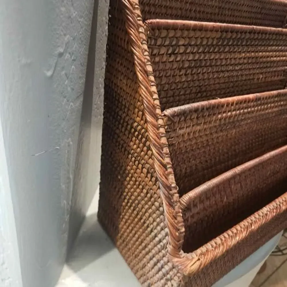 Woven Rattan Tiered Desk Organizer  Letter File